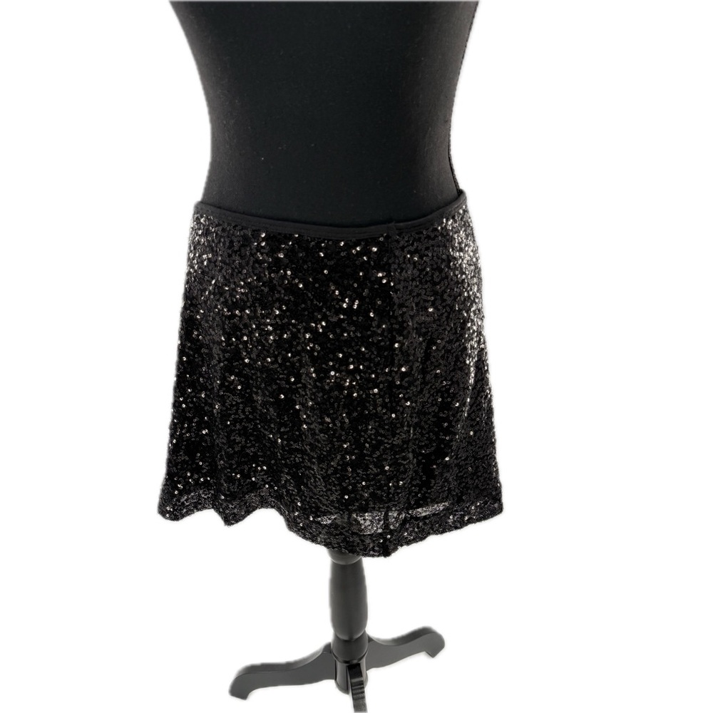 Express Black Micro-Sequin Pull-On Mini Skirt Spa… - image 2